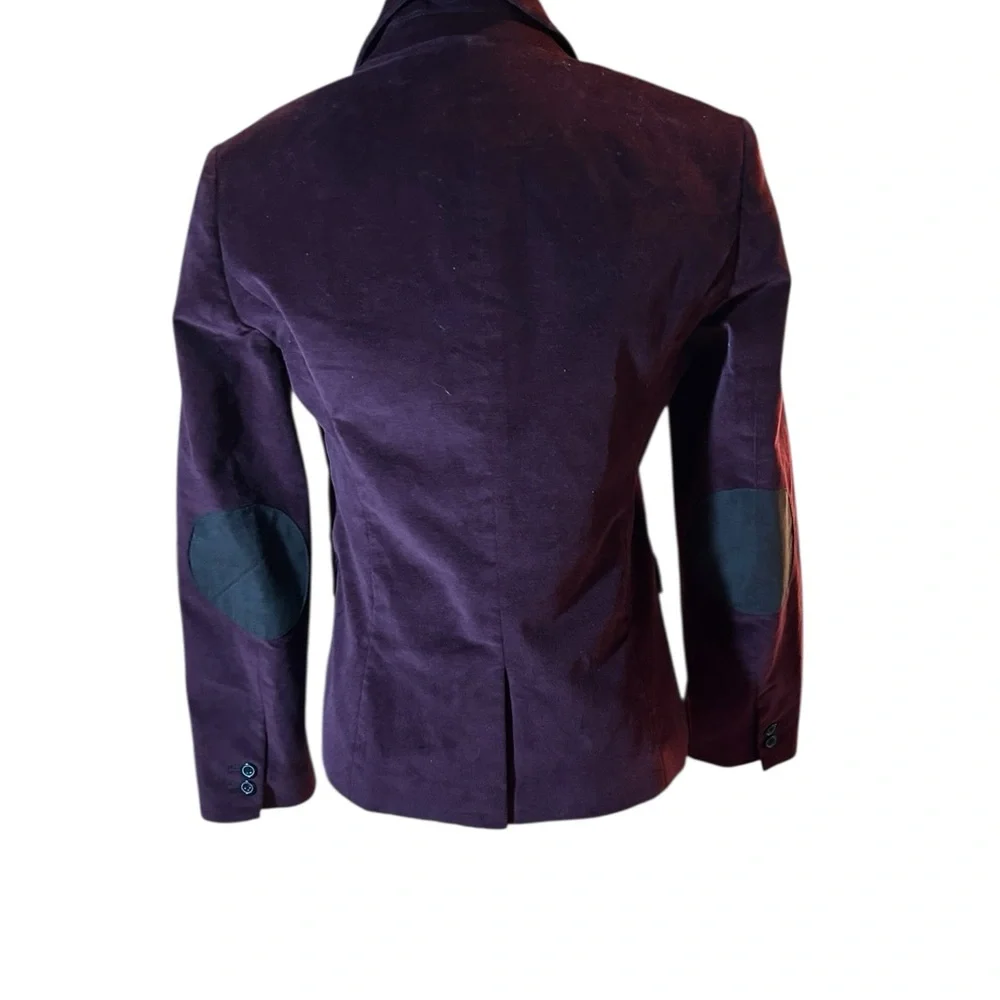 Banana Republic Velvet Blazer Deep Burgundy with Elbow Patches 🆕 - Picture 4 of 11